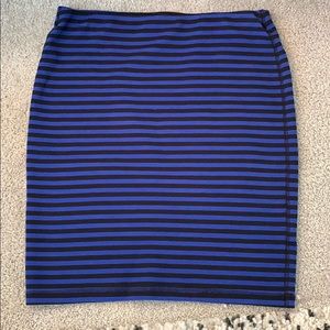 Blue and black pencil skirt